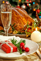 Christmas turkey dinner table 