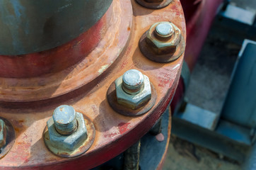 Rusty nut and bolt, Close up and selective focus