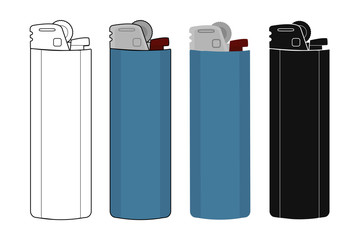 Disposable pocket gas lighters icons set