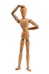 Homme en bois avec mal de tête et mal de dos