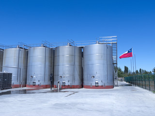 some wine metallic fermentation tanks