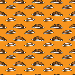 doodle croissant and eclair pattern