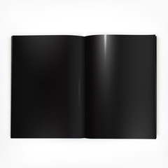 Open black glossy catalog double-page spread