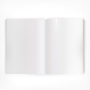 Open white glossy catalog double-page spread