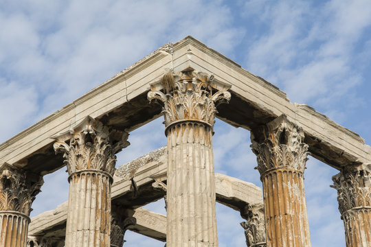 Towering pillars of the Temple of Olympian Zeus, at Athens, Greece