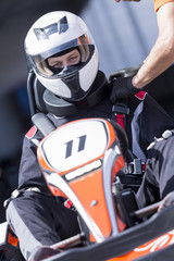 Fototapeta na wymiar karting pilot ready for race