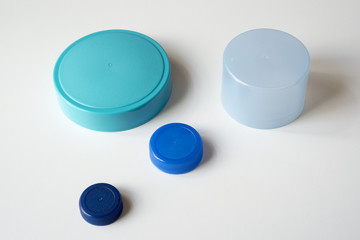 blue plastic caps