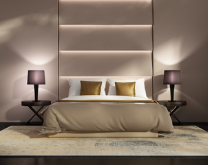 Contemporary gold and violet hotel luxury bedroom