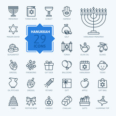 Outline icon collection - Symbols Of Hanukkah