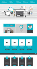 Modern Flat Website Template, Vector.