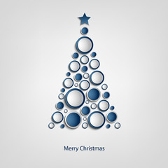Christmas card with tree of blue circles template