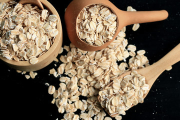oat flakes black background
