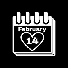 The calendar icon. Valentines day symbol.