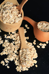 oat flakes black background