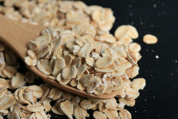 oat flakes black background