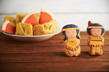 Thanksgiving sweets on a wooden background