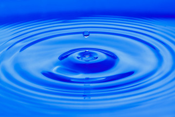 Naklejka na ściany i meble Water drops closeup on a blue background.