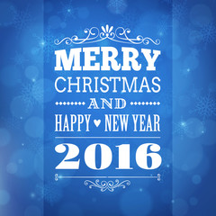 merry christmas and happy new year 2016 greeting card - 95548108