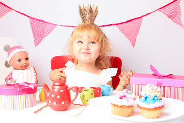 happy cute little girl at birthday party