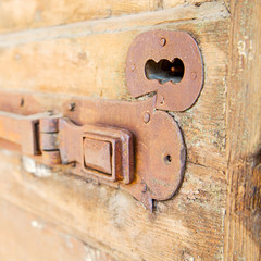 europe old in  italy  antique close brown door and rusty lock  c