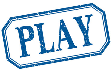 play square blue grunge vintage isolated label