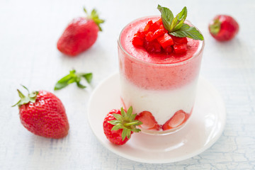 Strawberry dessert in glasses
