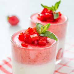 Strawberry dessert in glasses