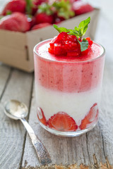 Strawberry dessert in glasses