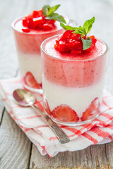 Strawberry dessert in glasses
