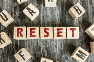 Wooden Blocks with the text: Reset