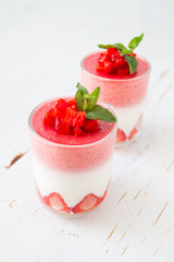 Strawberry dessert in glasses