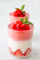 Strawberry dessert in glasses