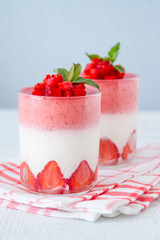 Strawberry dessert in glasses