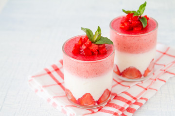 Strawberry dessert in glasses