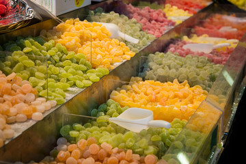 Candies in street market