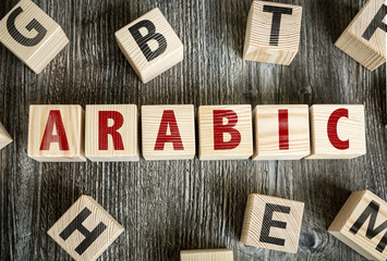 Wooden Blocks with the text: Arabic