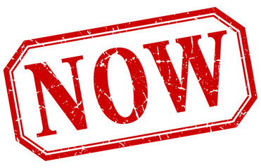 now square red grunge vintage isolated label