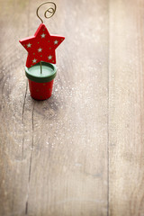 Christmas decoration over wooden background.