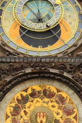 Fototapeta na wymiar Detail of the historical medieval astronomical Clock in Prague on Old Town Hall , Czech Republic