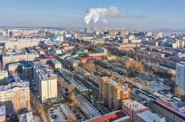 Fototapeta na wymiar Residential district on Melnikayte street. Tyumen
