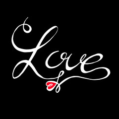 Love had written vector text, calligraphy lettering with heart