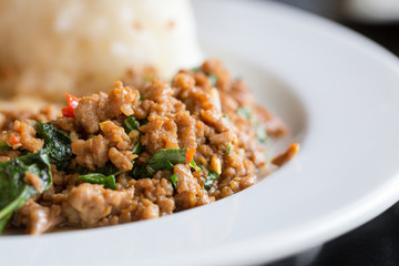 Thai Spicy Food : Stir Fried Pork Holy Basil With Rice - Selecti