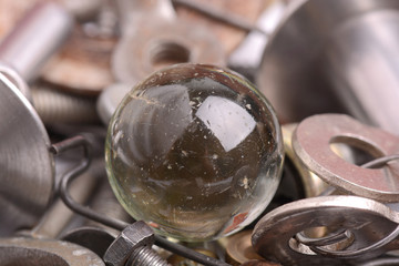 Closeup of a section of a historic old metal detail