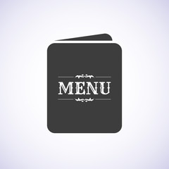 Restaurant menu label black icon isolated on white background. Vector stock illustration EPS 10