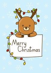Cute cartoon deer  with Christmas message 