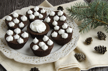 Chocolate cupcakes with protein cream