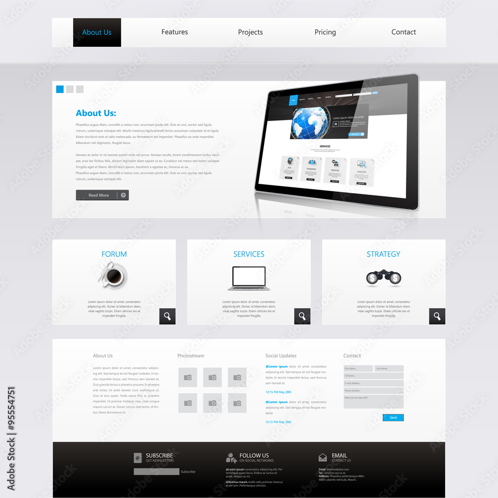 Canvas Prints modern clean business website template design, editable vector illustration.