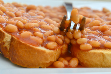 Image of beans on toast, a traditionally english snack