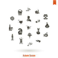 Set of Flat Autumn Icons