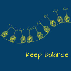 hand drawn monocycle pattern background, illustration of unicycle © AnnRomb